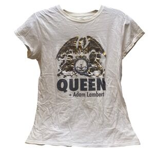 Queen Adam Lambert Shirt Womens Medium Graphic Grunge Punk Rock Streetwear White